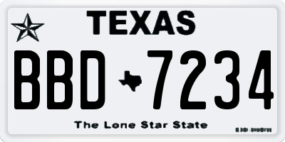 TX license plate BBD7234