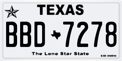 TX license plate BBD7278