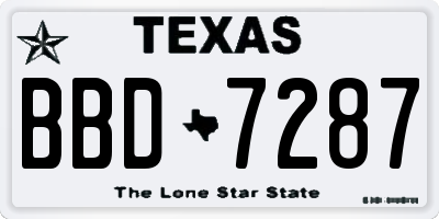 TX license plate BBD7287