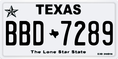 TX license plate BBD7289