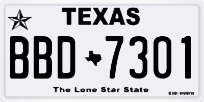 TX license plate BBD7301