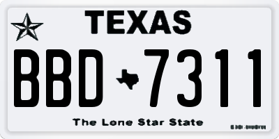 TX license plate BBD7311