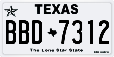 TX license plate BBD7312