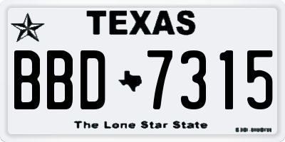 TX license plate BBD7315