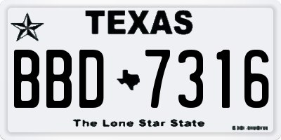 TX license plate BBD7316