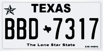 TX license plate BBD7317