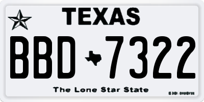 TX license plate BBD7322