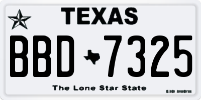 TX license plate BBD7325