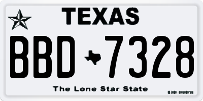 TX license plate BBD7328