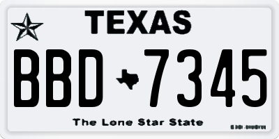 TX license plate BBD7345