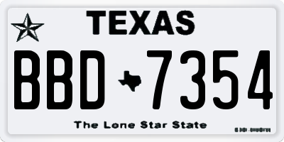 TX license plate BBD7354