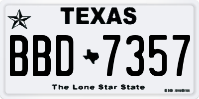 TX license plate BBD7357
