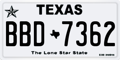 TX license plate BBD7362
