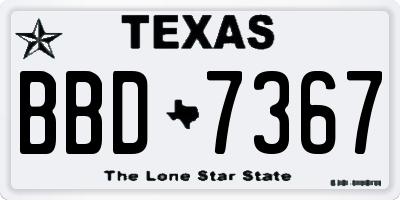 TX license plate BBD7367