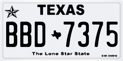 TX license plate BBD7375
