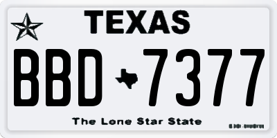 TX license plate BBD7377
