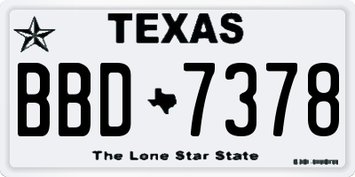 TX license plate BBD7378