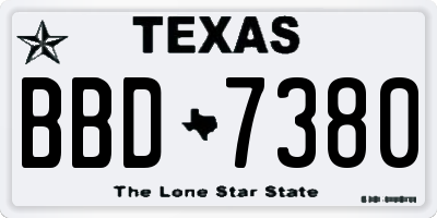 TX license plate BBD7380