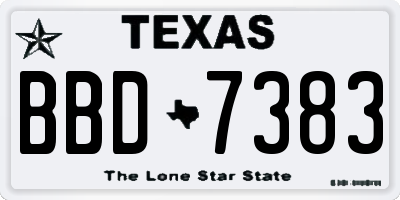 TX license plate BBD7383