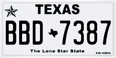 TX license plate BBD7387