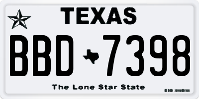 TX license plate BBD7398