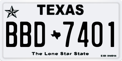 TX license plate BBD7401