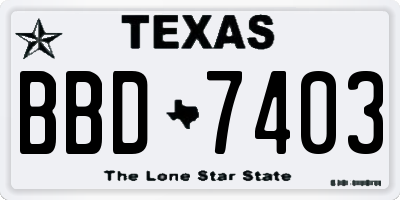 TX license plate BBD7403