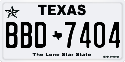 TX license plate BBD7404