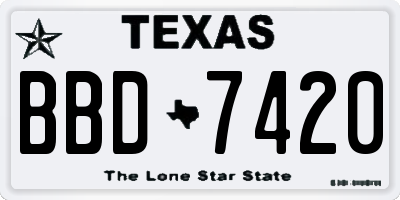 TX license plate BBD7420