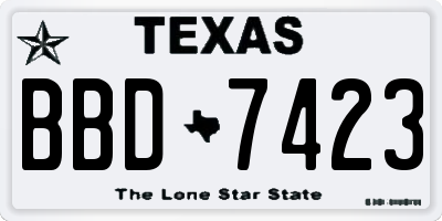 TX license plate BBD7423