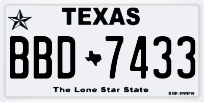 TX license plate BBD7433