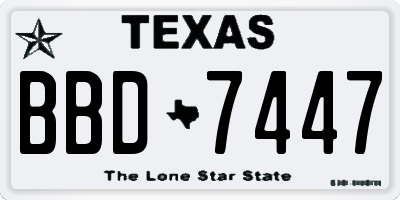 TX license plate BBD7447