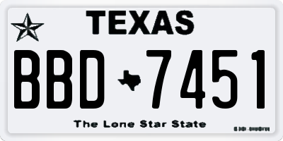 TX license plate BBD7451