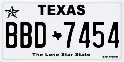 TX license plate BBD7454