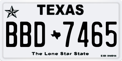 TX license plate BBD7465