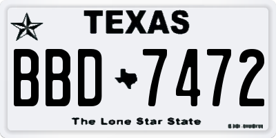TX license plate BBD7472
