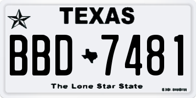TX license plate BBD7481
