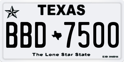 TX license plate BBD7500