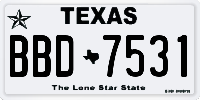 TX license plate BBD7531