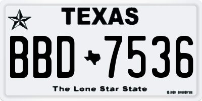 TX license plate BBD7536