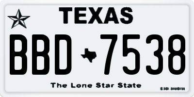 TX license plate BBD7538
