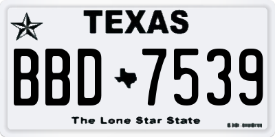 TX license plate BBD7539