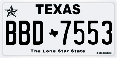 TX license plate BBD7553