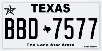 TX license plate BBD7577