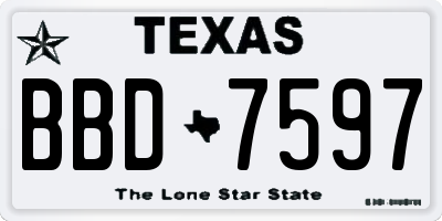TX license plate BBD7597
