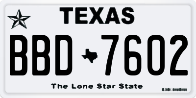 TX license plate BBD7602