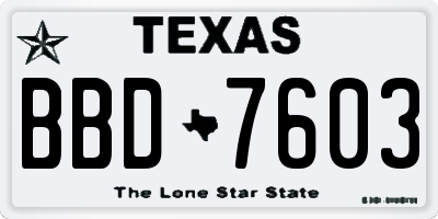 TX license plate BBD7603