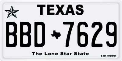 TX license plate BBD7629
