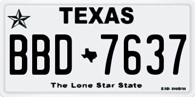TX license plate BBD7637