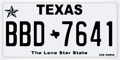 TX license plate BBD7641